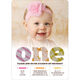 Pink First Birthday One Pattern Invitations Image 4 of 5